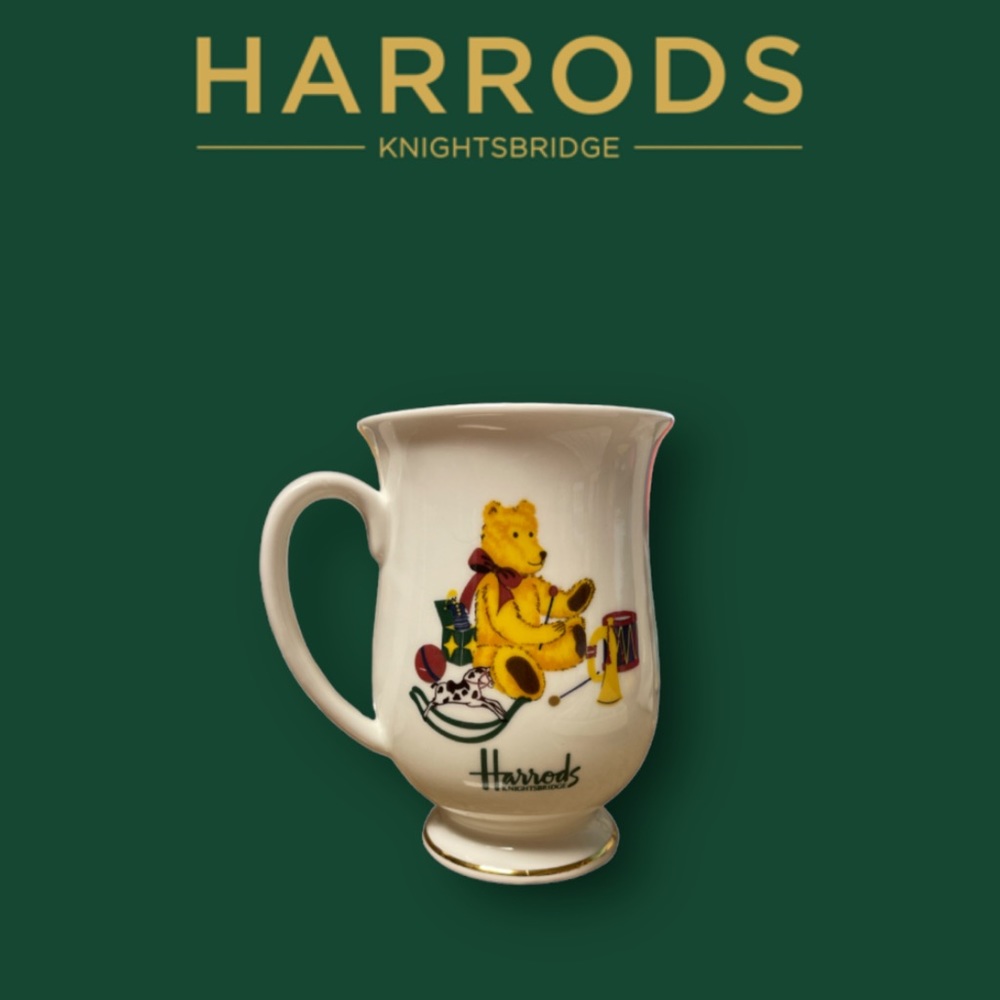 Harrods Vintage Christmas Teddy Bear Bone China Mug